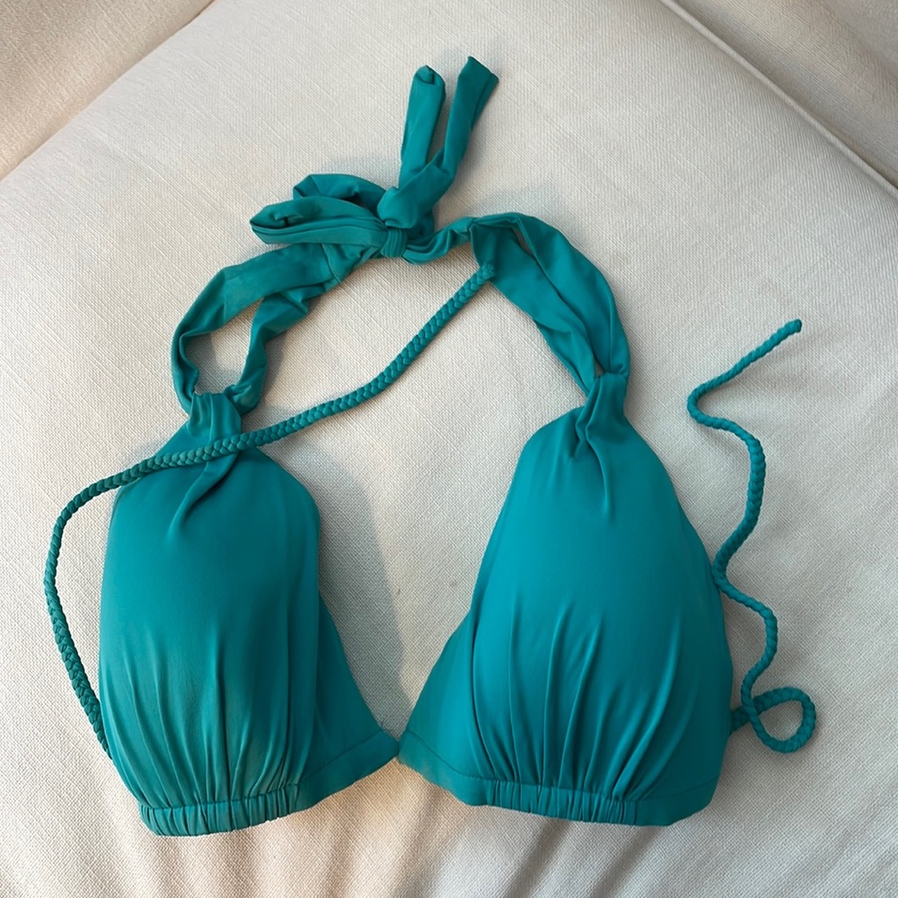 Swim Systems triangle bikini top. Size DD. Color Teal.